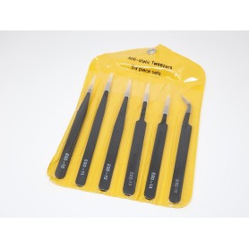 6 x Black Stainless Steel Anti-static Precision Tweezer 2